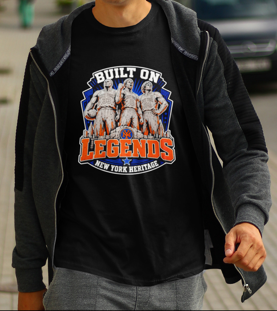 New York Knicks Built On Legends New York Heritage Basketball T-Shirt