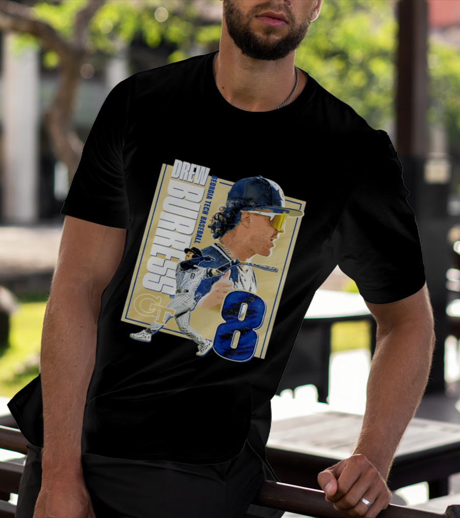 Drew Burress Georgia Tech Baseball Athlete Number 8 T-Shirt