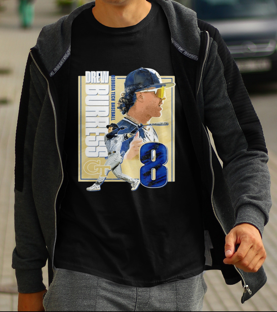 Drew Burress Georgia Tech Baseball Athlete Number 8 T-Shirt