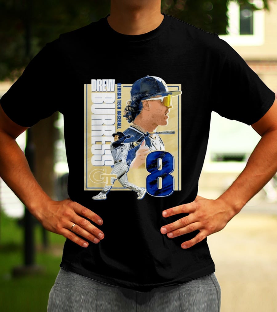 Drew Burress Georgia Tech Baseball Athlete Number 8 T-Shirt