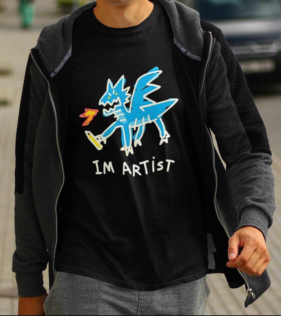 IM Artist Dragon Blue Winged Creature Fire Brush T-Shirt