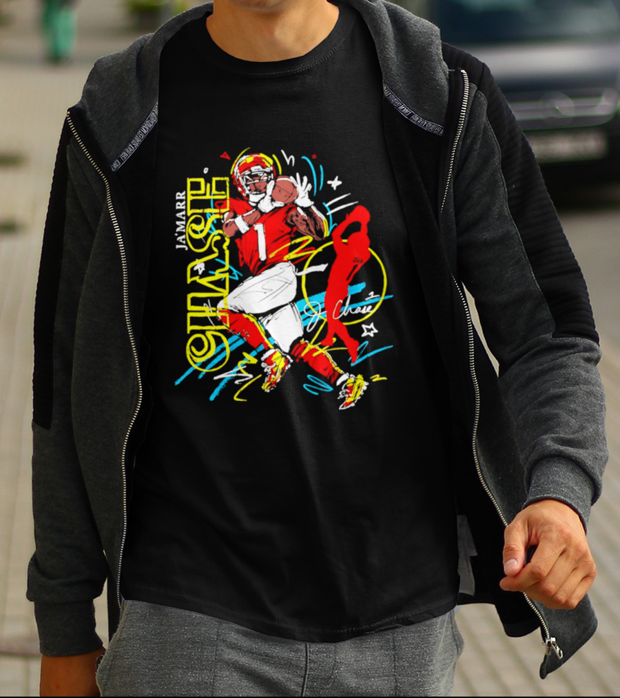 Ja'Marr Chase Cincinnati Bengals Number 1 Scribble Paint T-Shirt
