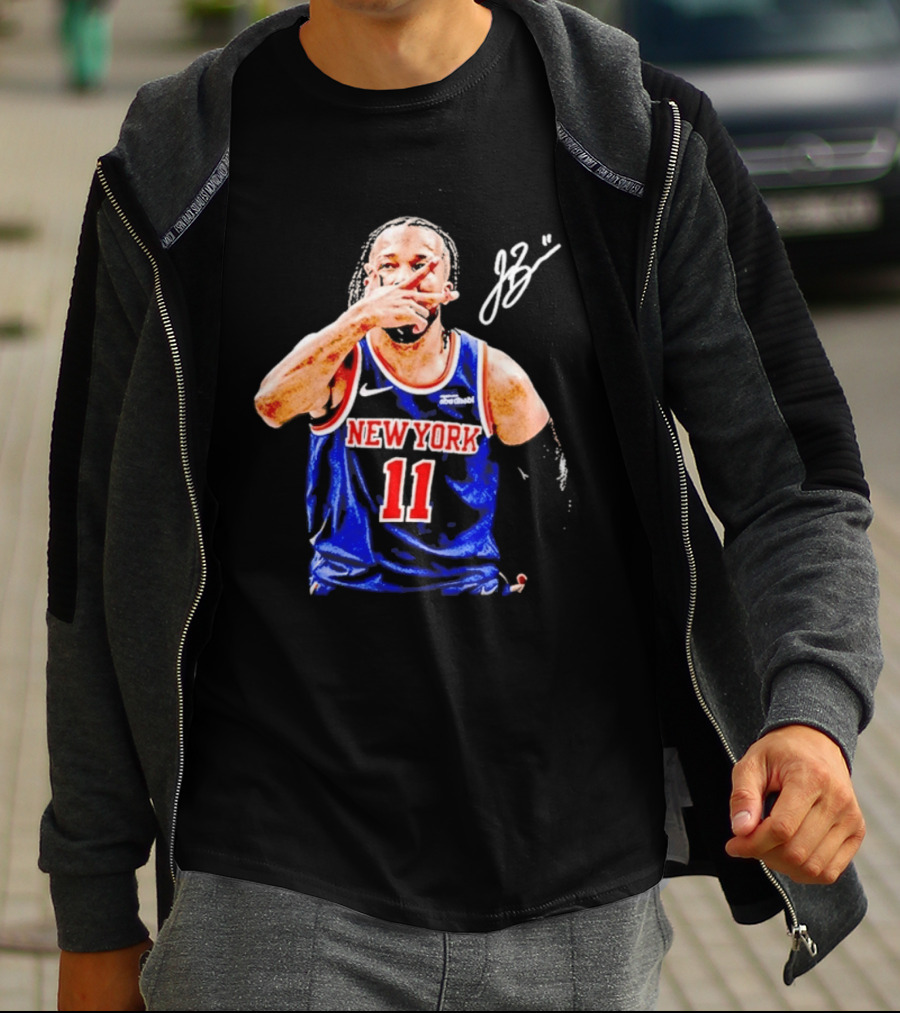 Jalen Brunson New York Knicks 11 JB Basketball Celebration Blue T-Shirt