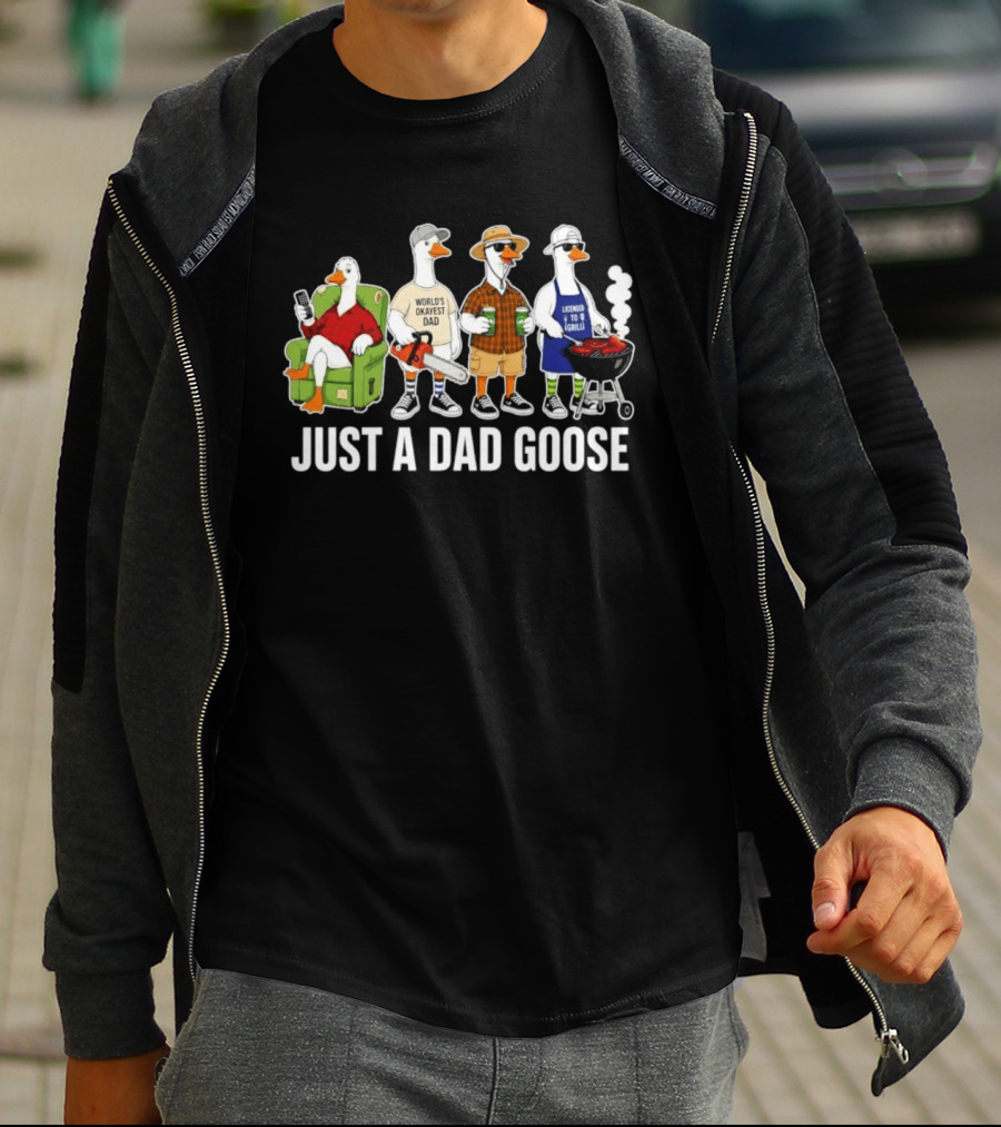 Just A Dad Goose Licensed To Grill Chainsaw Couch T-Shirt