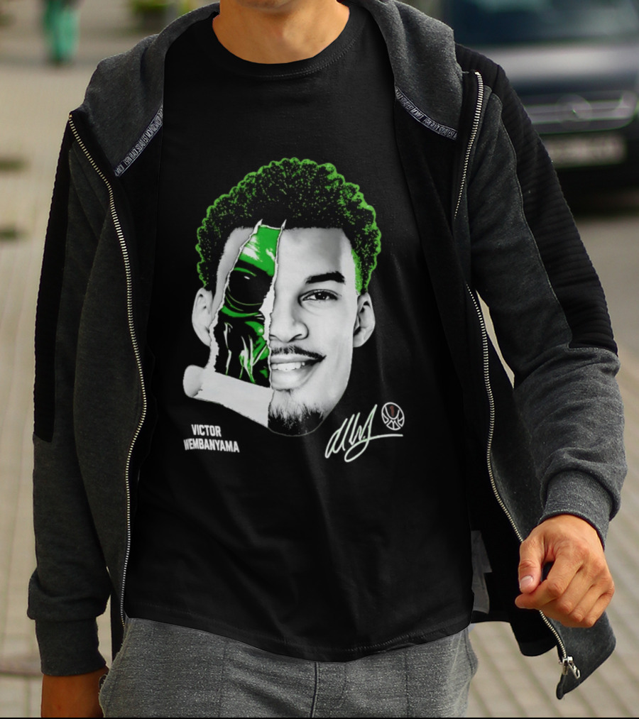Victor Wembanyama Alien Torn Creature Signature T-Shirt