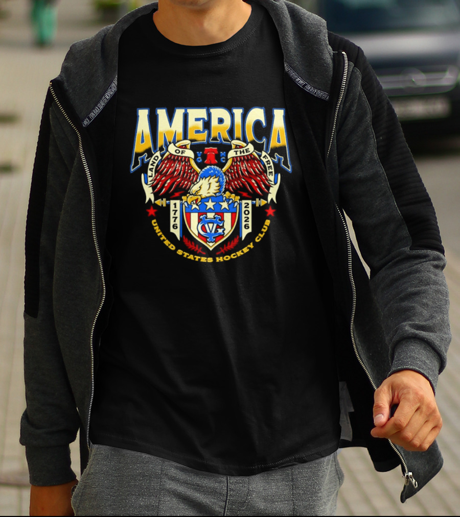America Land Of The Free 1776 2026 United States Hockey Club 250th Anniversary T-Shirt
