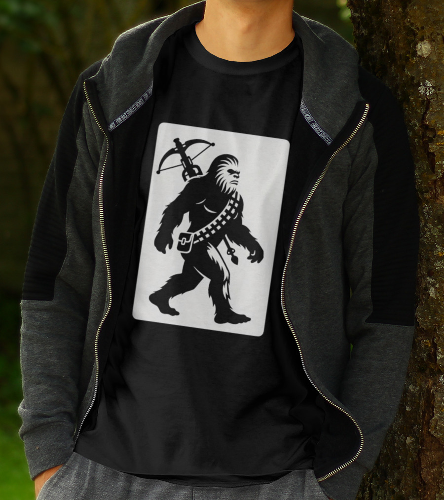 Chewbacca Bigfoot Star Wars Wookiee Hunter Sci Fi Creature Crossbow Trekker T-Shirt
