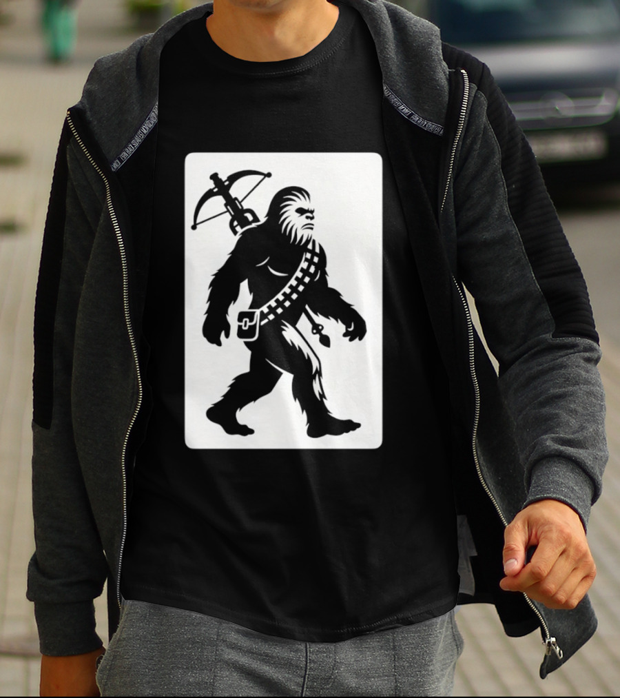 Chewbacca Bigfoot Star Wars Wookiee Hunter Sci Fi Creature Crossbow Trekker T-Shirt