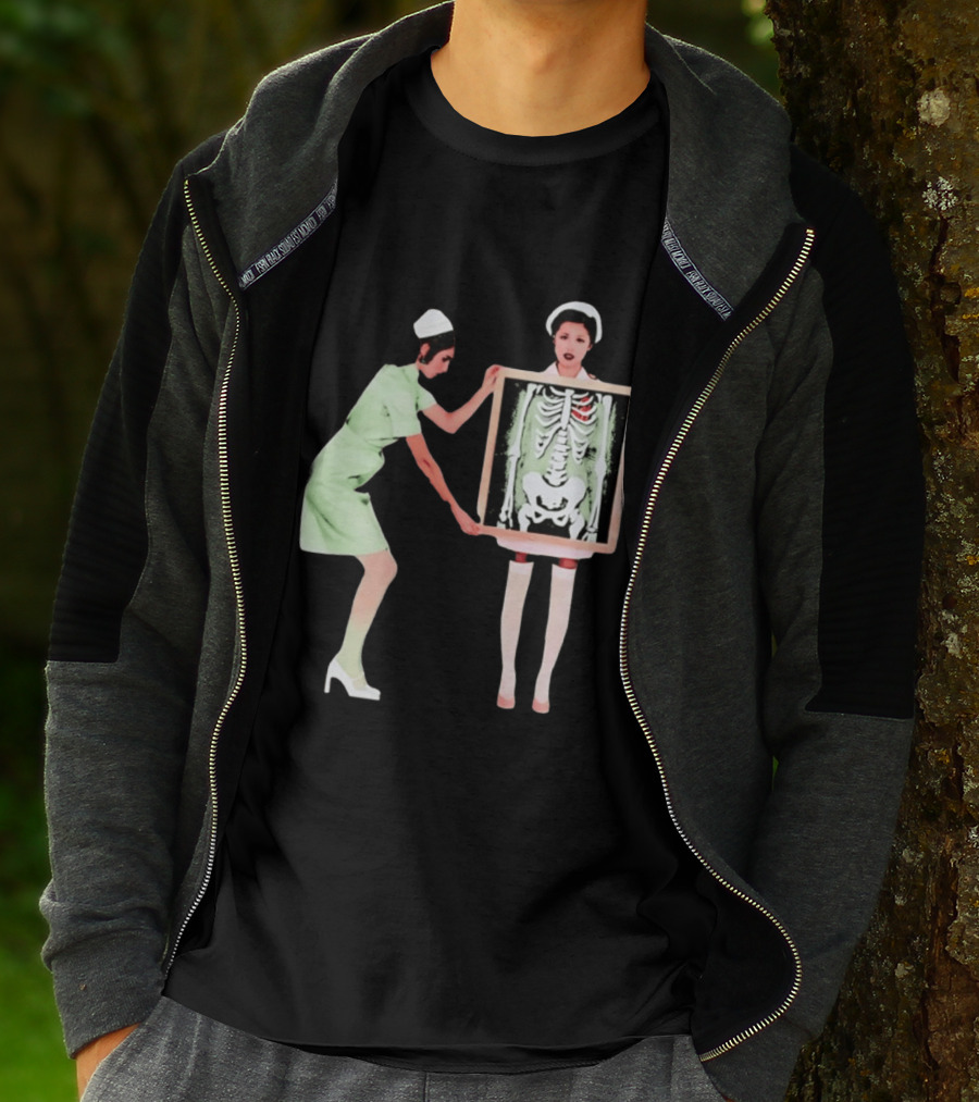 Nurse With X Ray Skeleton And Red Heart T-Shirt