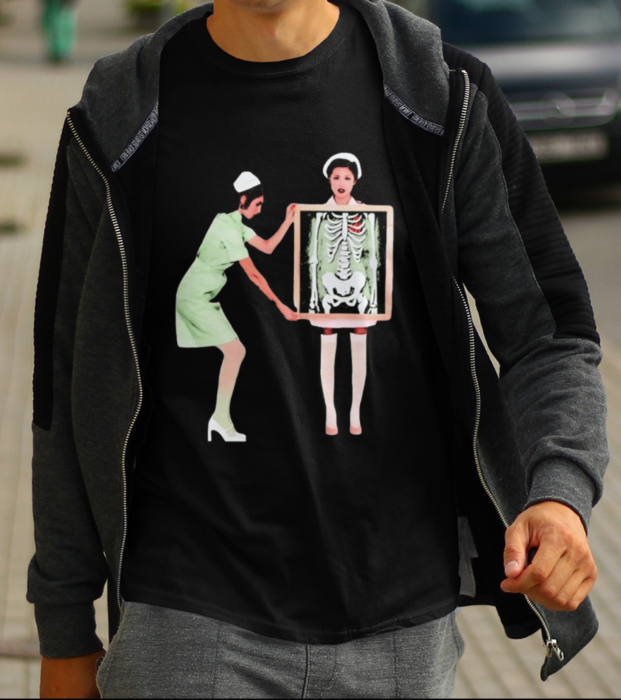 Nurse With X Ray Skeleton And Red Heart T-Shirt