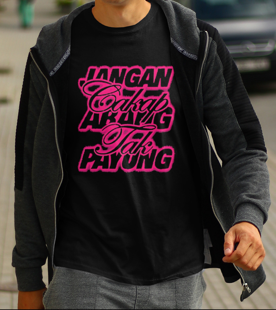 Jangan Cakap Abang Tak Payung Neon Lettering T-Shirt