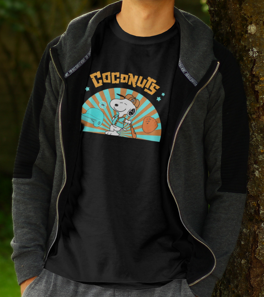 Snoopy Coconuts Baseball Player Cartoon Dog Peanuts Charlie Brown T-Shirt