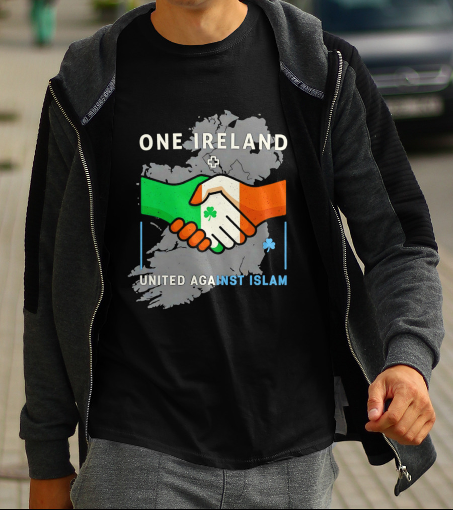 Ireland One Ireland Handshake Map United Against Islam T-Shirt