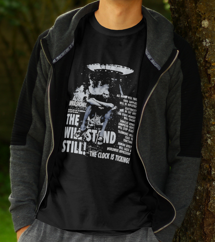 LeBron James The End Will Stand Still Is Ticking UFO Alien Invasion Los Angeles Lakers Worldwide Depression T-Shirt