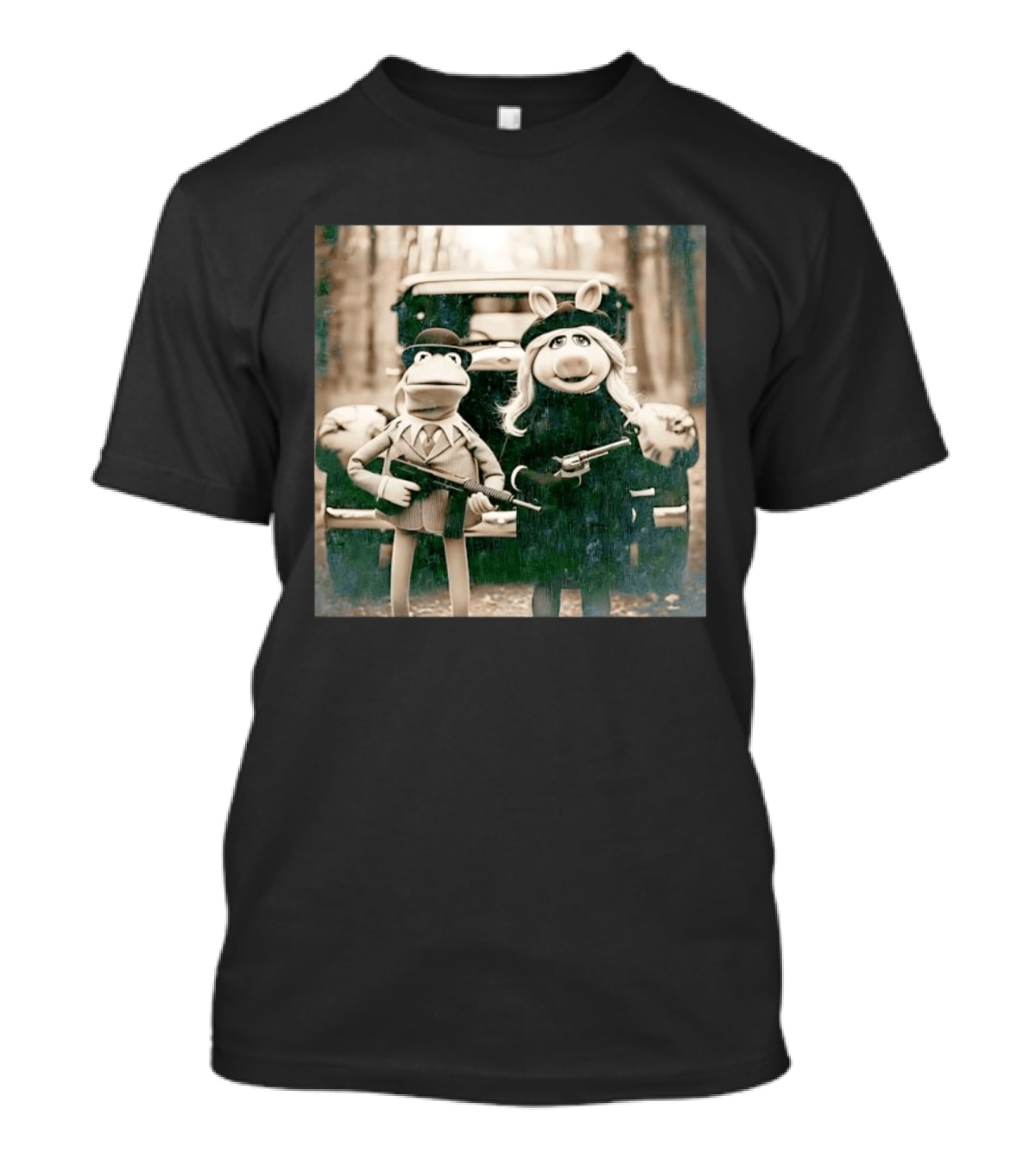 The Muppets Kermit The Frog Miss Piggy Gangster T-Shirt