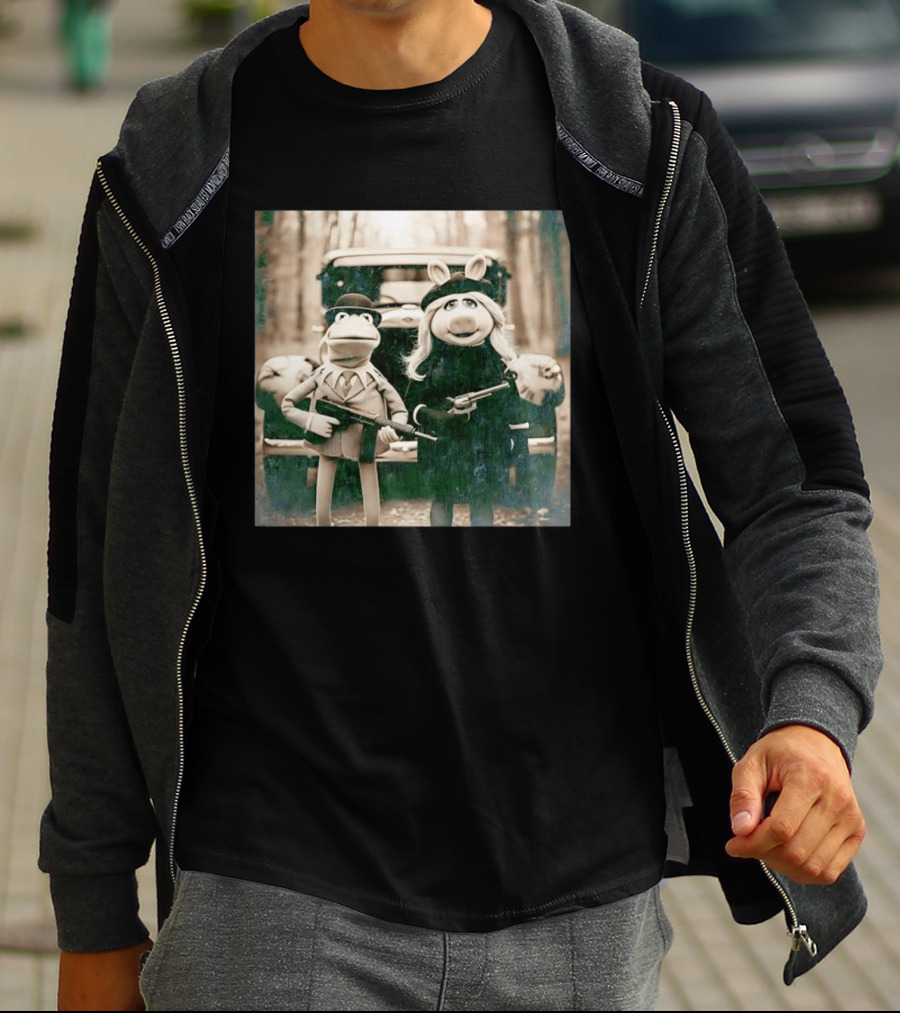 The Muppets Kermit The Frog Miss Piggy Gangster T-Shirt