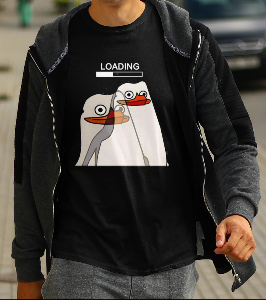 LOADING Penguins With Loading Bar Visual Effect T-Shirt