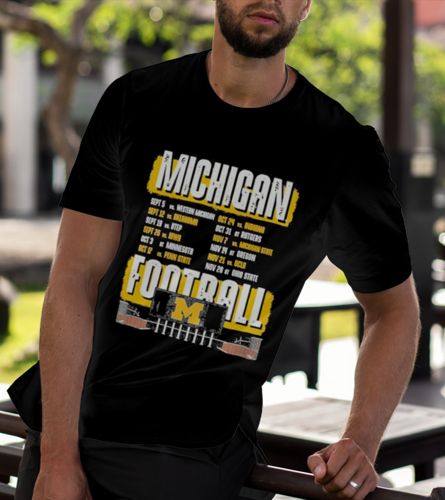 Michigan Football Big Ten Conference Schedule Ann Arbor Stadium Route Eateries And Landmarks T-Shirt