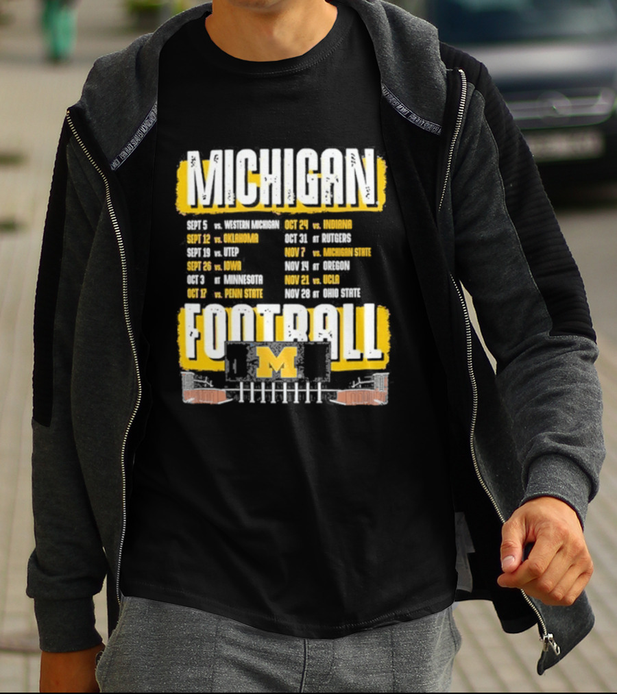 Michigan Football Big Ten Conference Schedule Ann Arbor Stadium Route Eateries And Landmarks T-Shirt