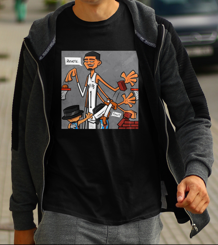 Wemby Spurs Pathetic Foul Long Arms Basketball T-Shirt