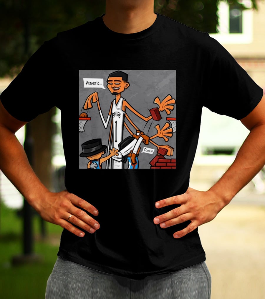 Wemby Spurs Pathetic Foul Long Arms Basketball T-Shirt