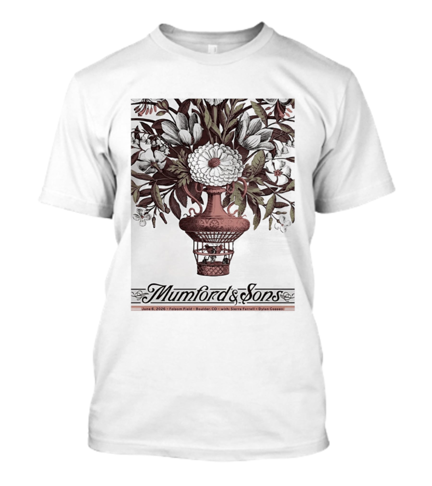 Mumford And Sons Folsom Field Boulder Colorado June 6 2026 Event With Sierra Ferrell And Dylan Connell T-Shirt