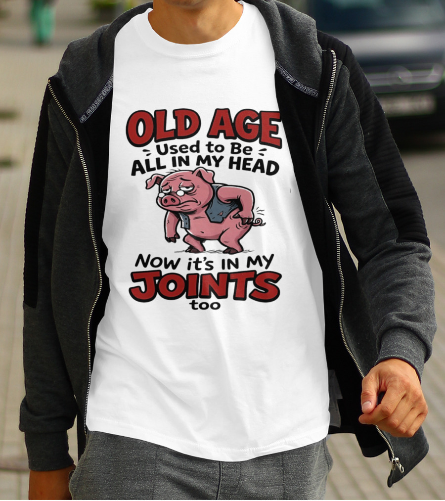 Old Age Used To Be All In My Head Now It's In My Joints Too Pig T-Shirt