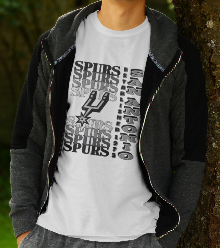 San Antonio Spurs Stacked Wordmark Logo With Iconic Spur T-Shirt