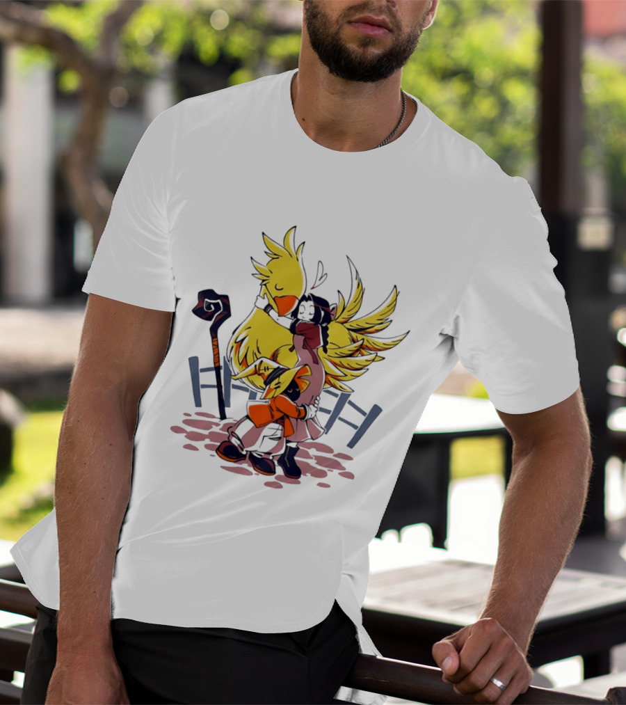 Aerith Gainsborough Vivi Ornitier Chocobo Hug Fantasy Characters Embrace T-Shirt