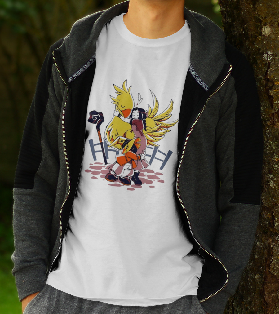 Aerith Gainsborough Vivi Ornitier Chocobo Hug Fantasy Characters Embrace T-Shirt