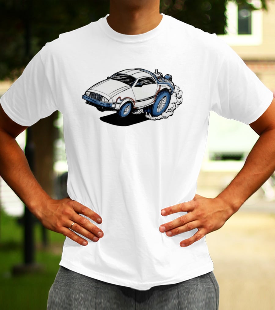 Doc Brown's DeLorean Rat Fink Hot Rod No Time To Lose Racing Car Classic Drawing T-Shirt