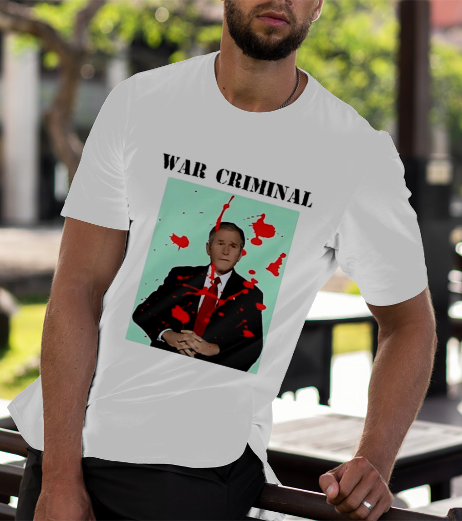 George W. Bush War Criminal Red Paint Splatter Image T-Shirt
