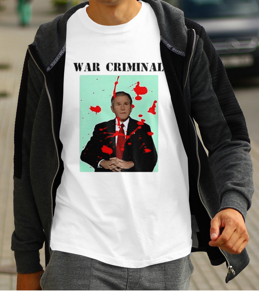 George W. Bush War Criminal Red Paint Splatter Image T-Shirt