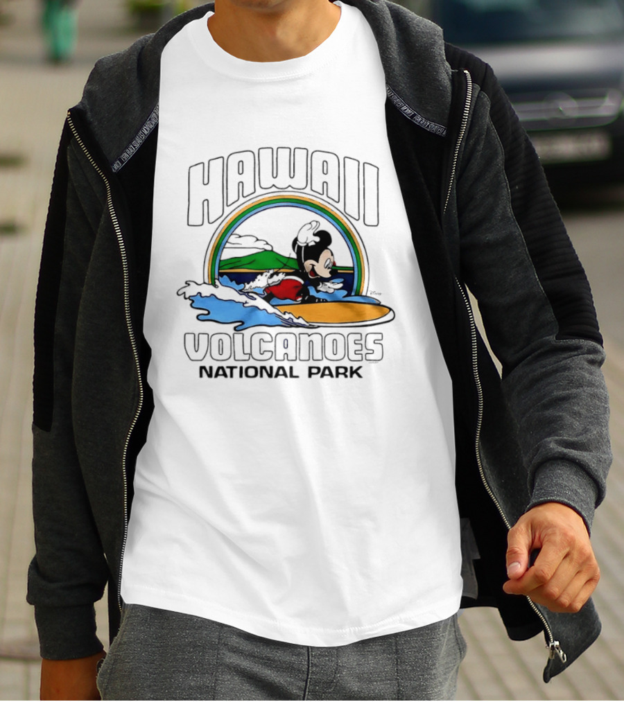Hawaii Volcanoes National Park Mickey Mouse Surfing T-Shirt