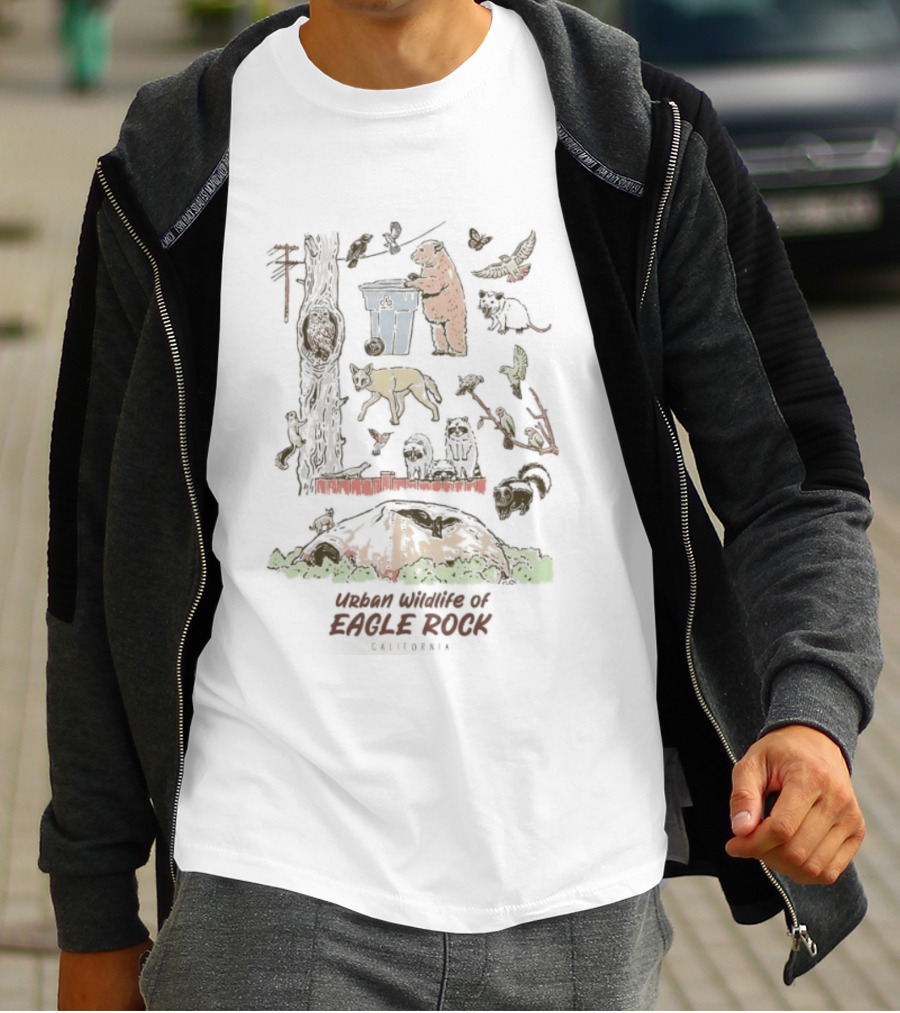 Urban Wildlife Of Eagle Rock California Nature Scene With Bears And Animals T-Shirt