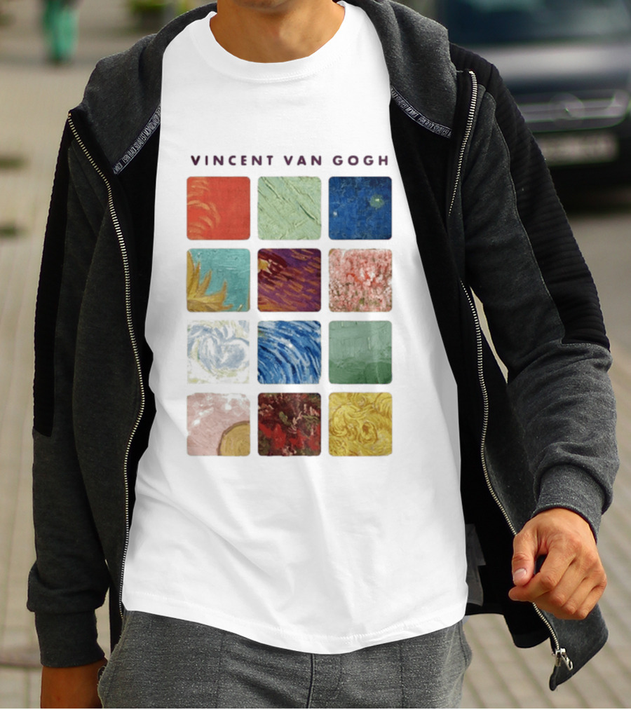 Vincent Van Gogh Paintings Iconic Colors Squares T-Shirt