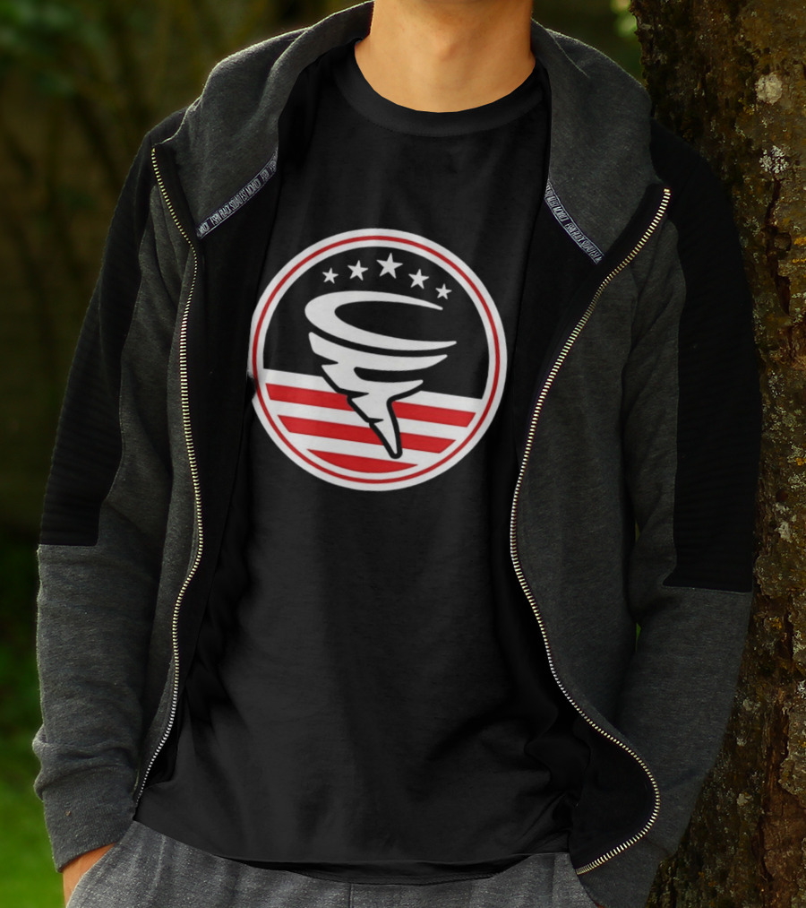 American Flag Cyclone Stars Stripes Circle T-Shirt