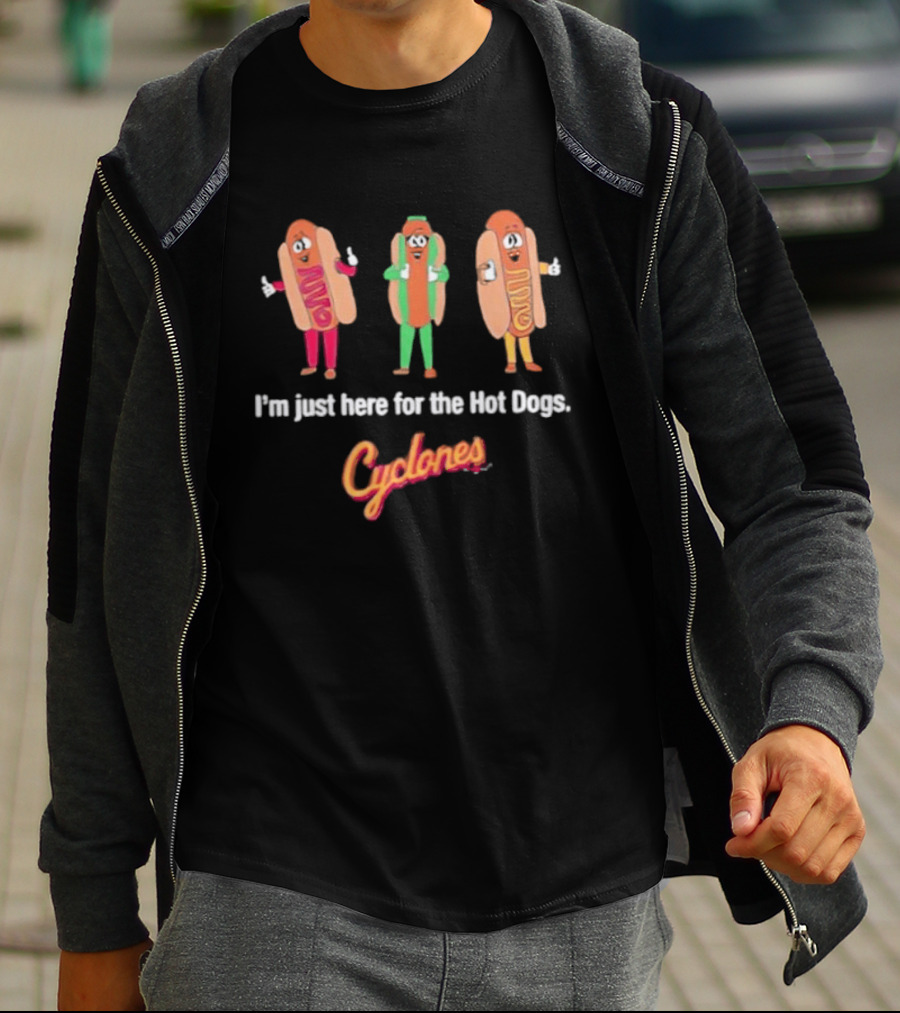 Brooklyn Cyclones Hot Dog Mascots I'm Just Here For The Hot Dogs T-Shirt