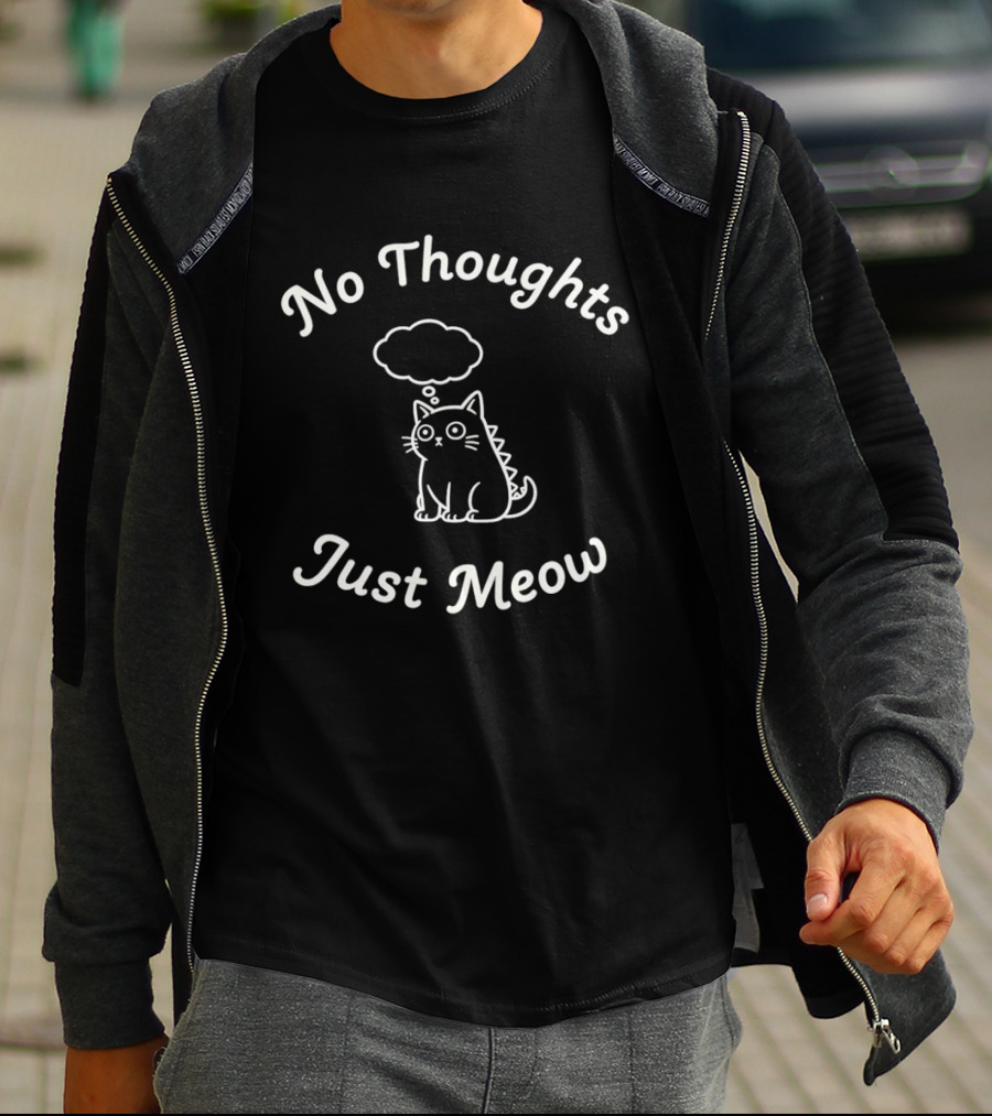 No Thoughts Just Meow Stegosaurus Cat Thought Bubble T-Shirt