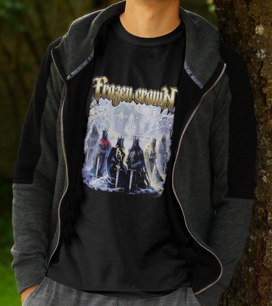 Frozen Crown Dark Fantasy Rulers Sword Wielding Monarchs T-Shirt
