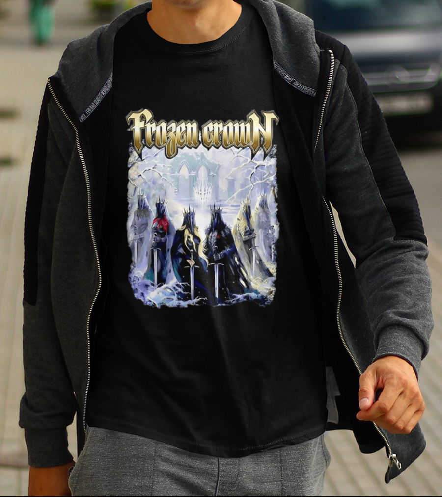 Frozen Crown Dark Fantasy Rulers Sword Wielding Monarchs T-Shirt