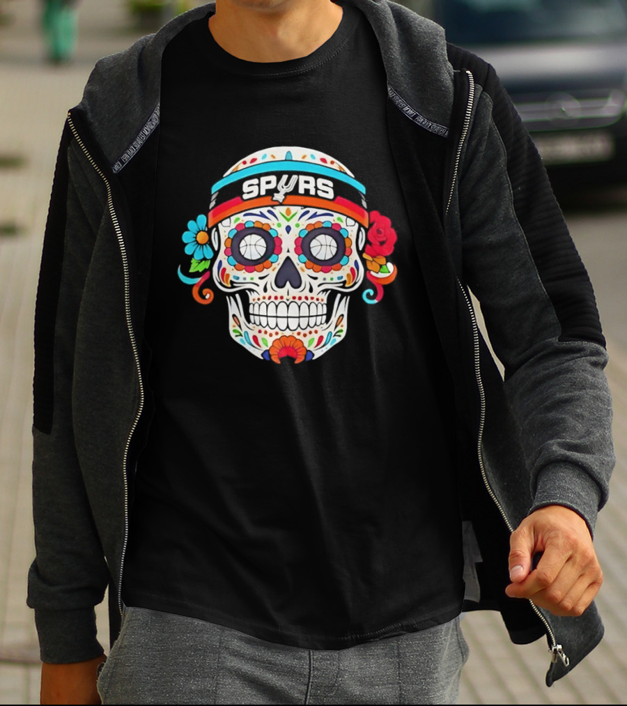 San Antonio Spurs Sugar Skull Day Of The Dead Basketball Fan T-Shirt