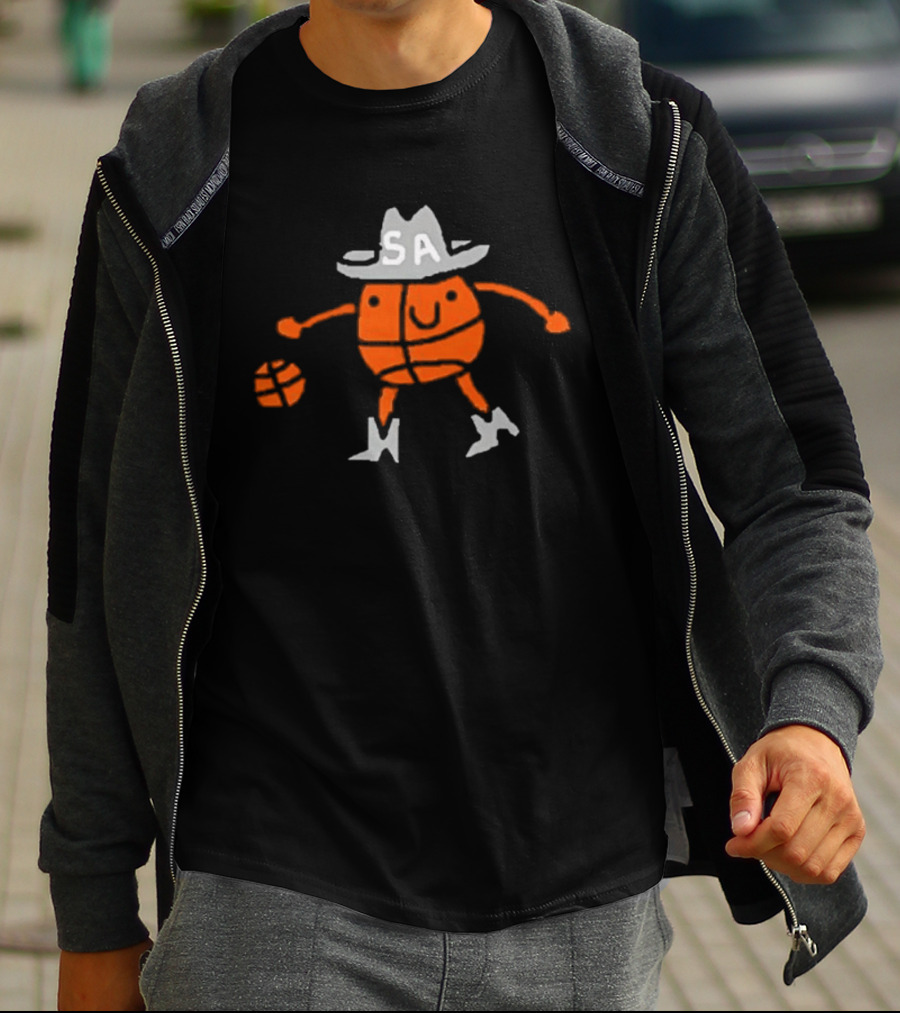 San Antonio Spurs Cowboy Basketball Art With SA Hat And Boots T-Shirt