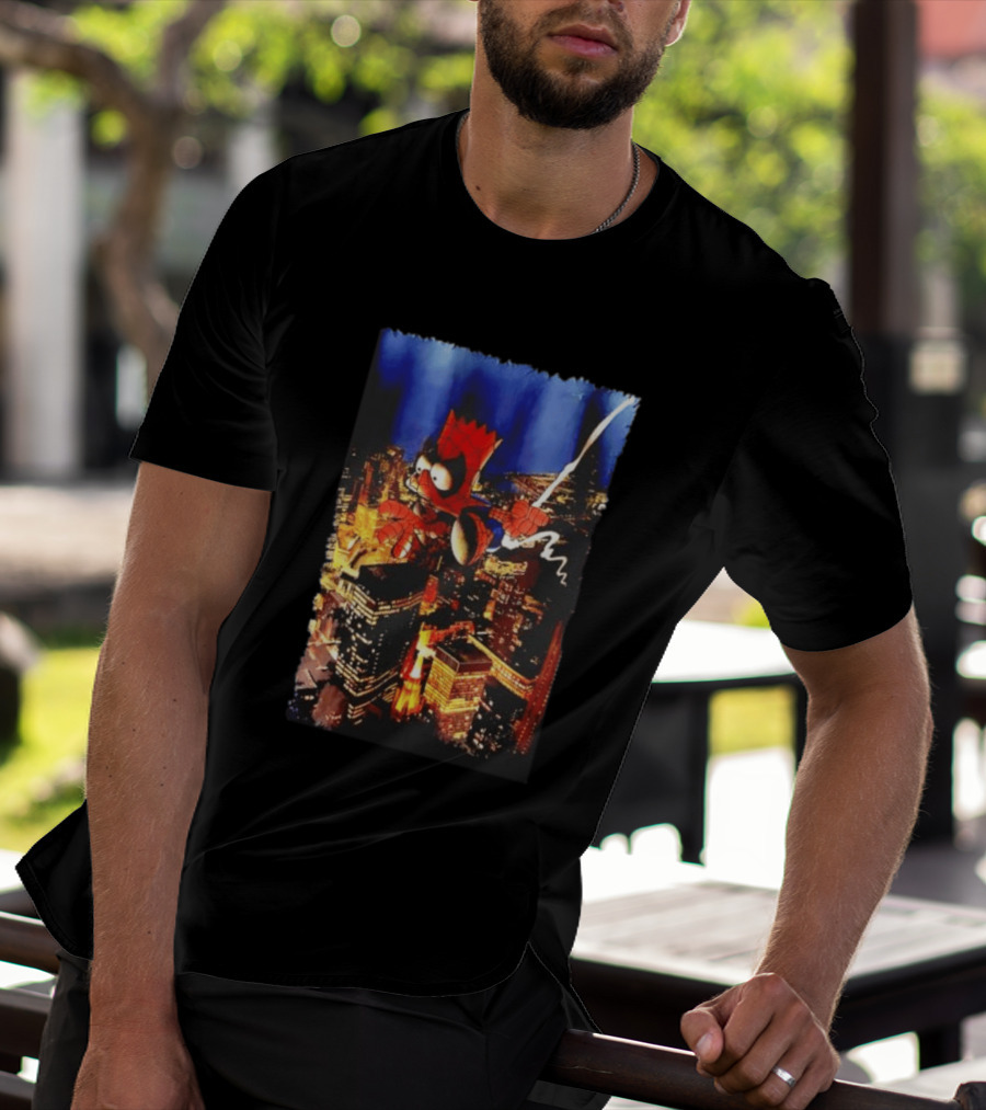 Spider Bart Bartman Swinging Through Cityscape Mexican T-Shirt