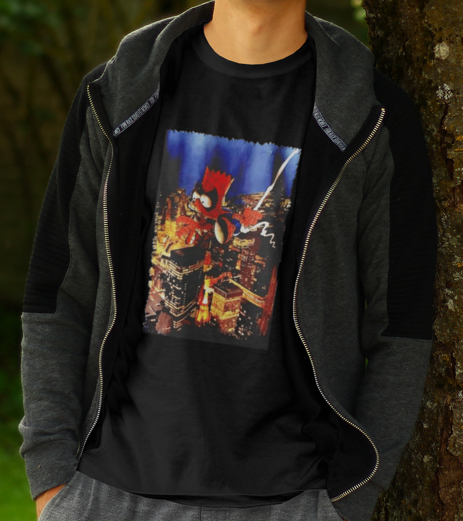 Spider Bart Bartman Swinging Through Cityscape Mexican T-Shirt