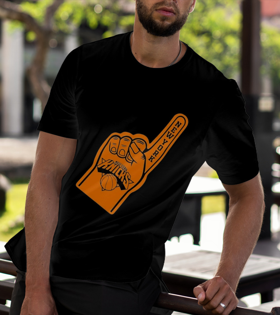 New York Knicks Foam Finger Basketball Fan Gear T-Shirt