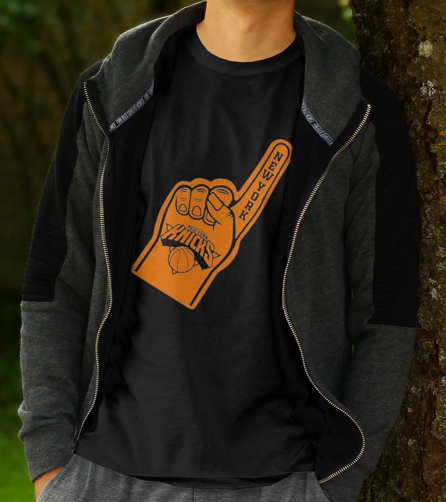 New York Knicks Foam Finger Basketball Fan Gear T-Shirt