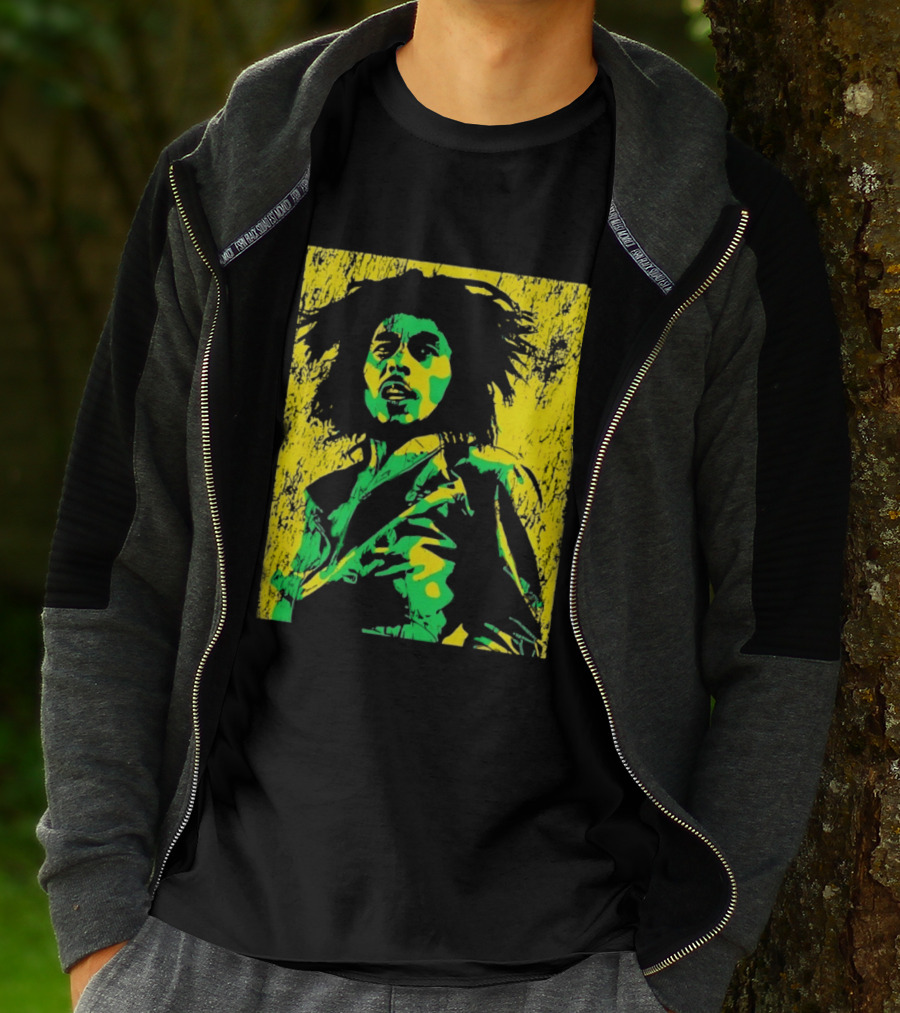 Bob Marley One Love Reggae Art Green Yellow T-Shirt
