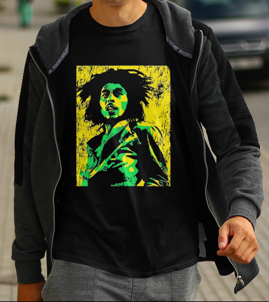 Bob Marley One Love Reggae Art Green Yellow T-Shirt