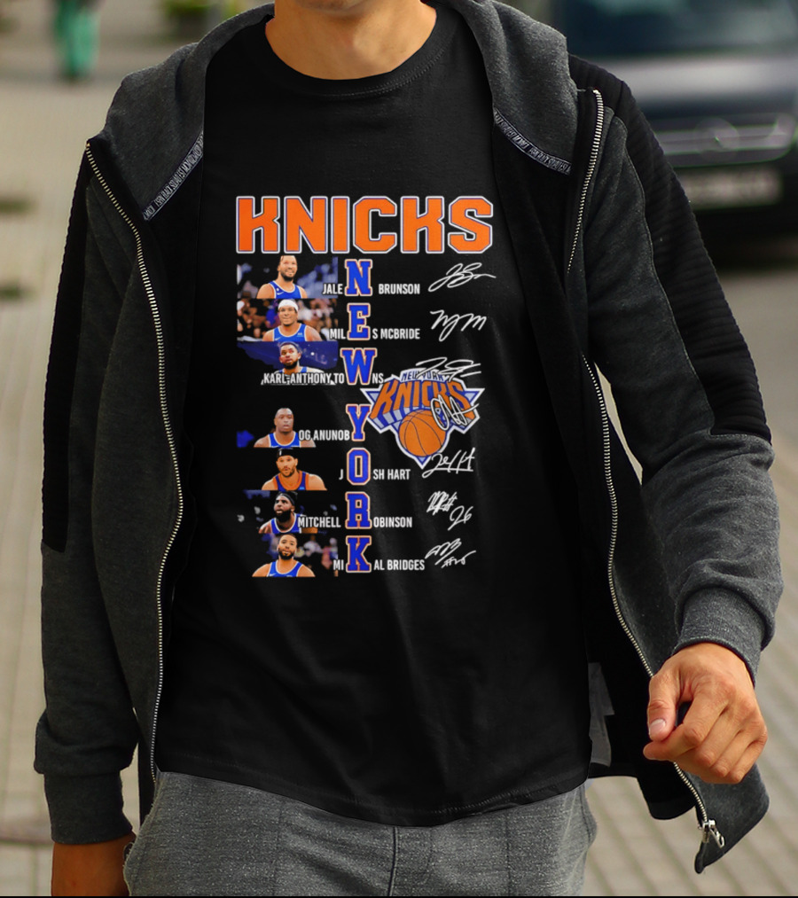 Knicks Jalen Brunson Julius Randle RJ Barrett Josh Hart Mitchell Robinson Immanuel Quickley Quentin Grimes RJ Randle Bridges Knicks Basketball T-Shirt
